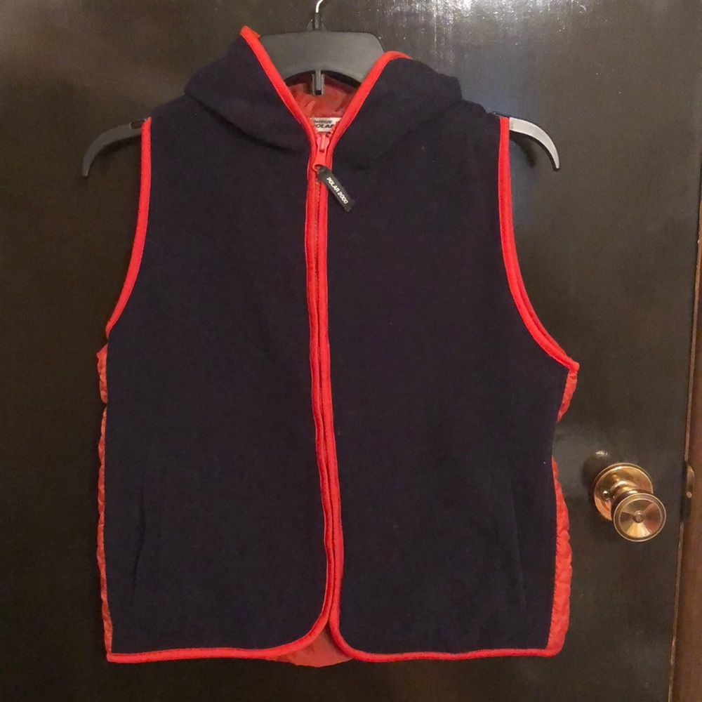 Navy Blue & Orange Sweatshirt Vest